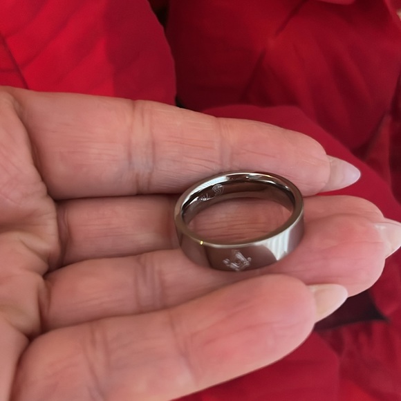 6mm Titanium Wedding Band Masonic Ring Square and Compass Symbol Flat - Picture 6 of 9